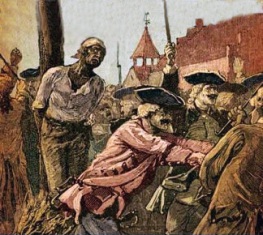 Conspiracy of 1741, slave burned at the stake during the madness